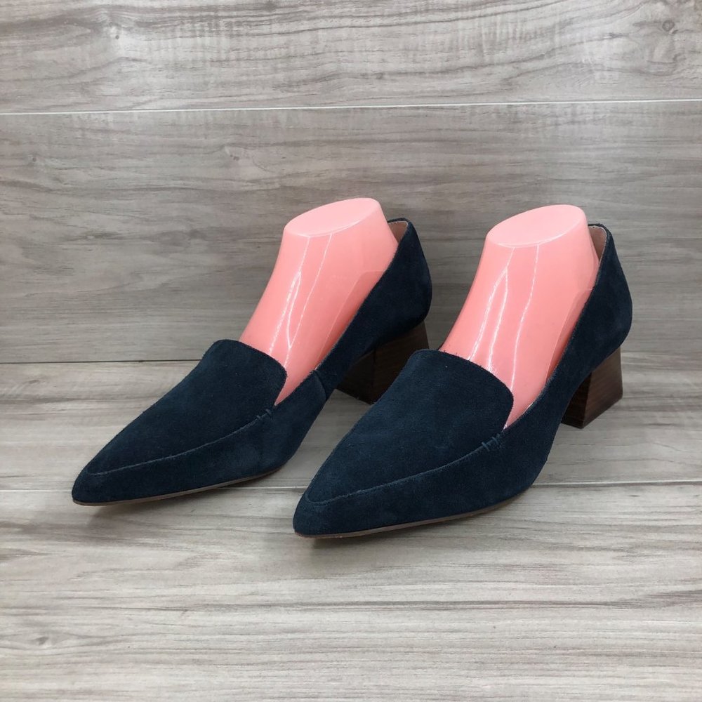 Sole Society Blue Suede Heeled Loafers Women's Size 10M